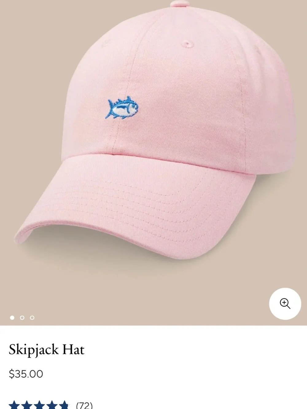 Southern Tide Pink Baseball Hat with Embroidered Fish